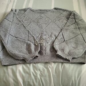 SHEIN Gray Sweater with Sequin Accents